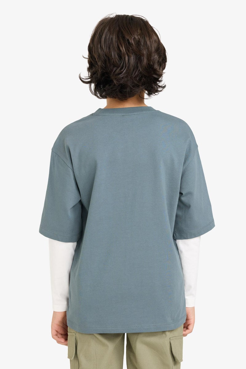 ديفاكتو تيشيرت اولادي اوفر سايز كم طويل مطبوع - Image 5